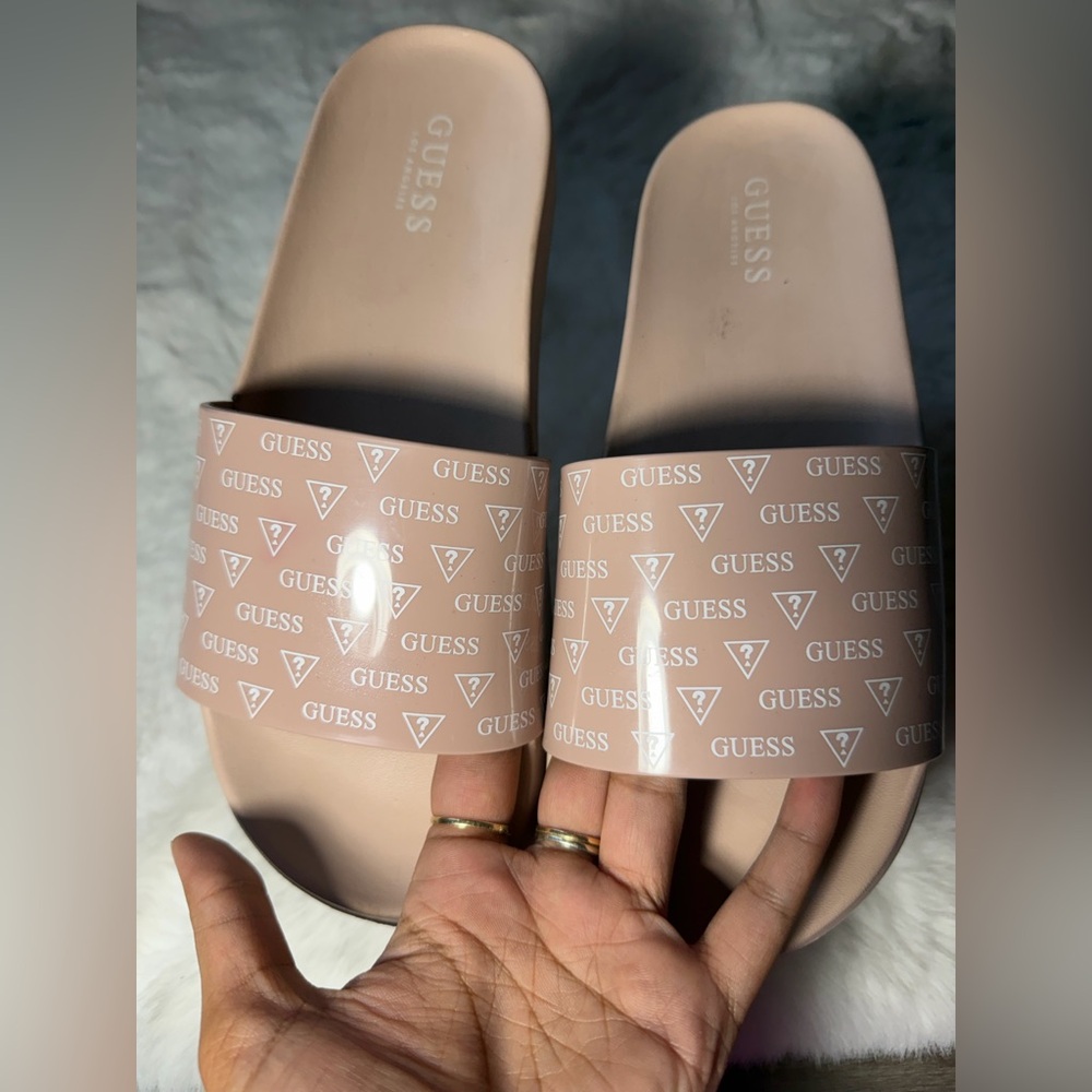 Guess Blush Logo Slide Sandals